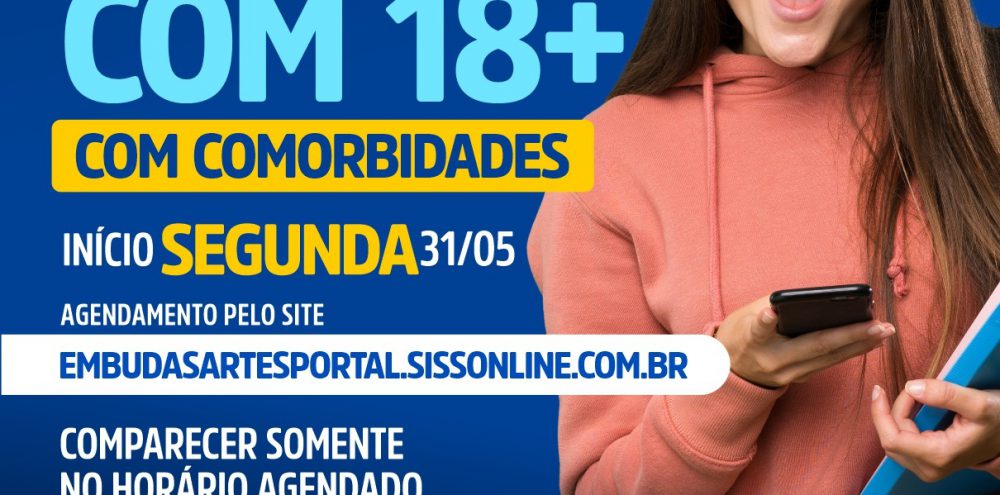 Agendamento aberto para pessoas com comorbidade acima de 18 anos