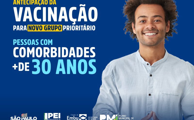 Agendamento aberto para pessoas com comorbidade acima de 30 anos