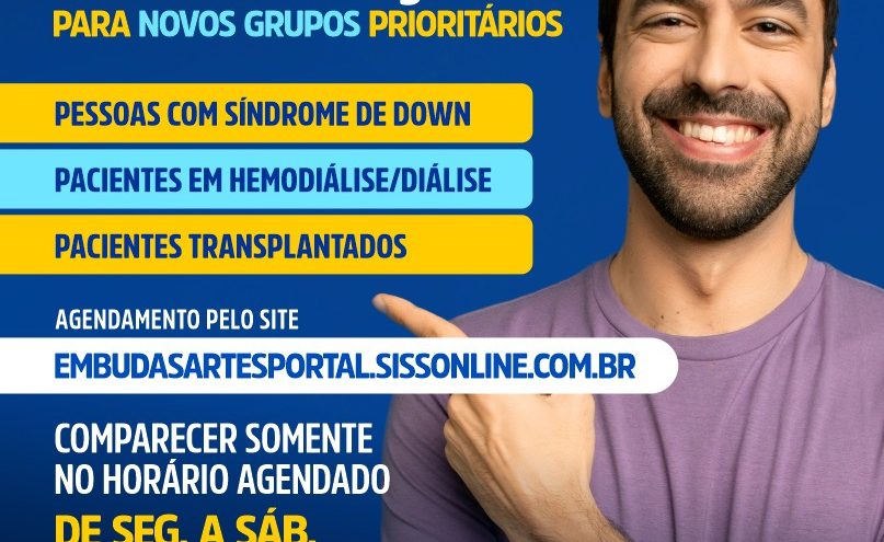 Prefeitura abre agendamento para grupos prioritários