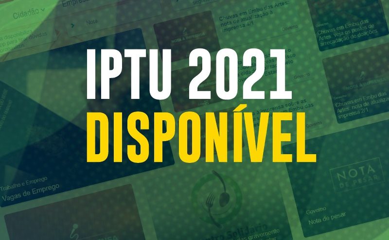 Boletos do IPTU 2021 podem ser impressos pelo site da Prefeitura