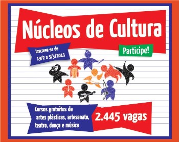 Cursos gratuitos de artes plásticas, artesanato, teatro, dança e música - 2.445 vagas