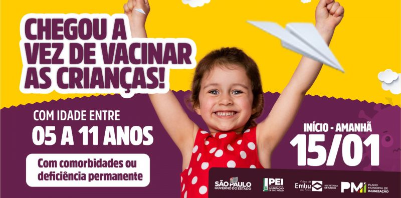 Prefeitura inicia vacinação contra a covid-19 em crianças de 5 a 11 anos