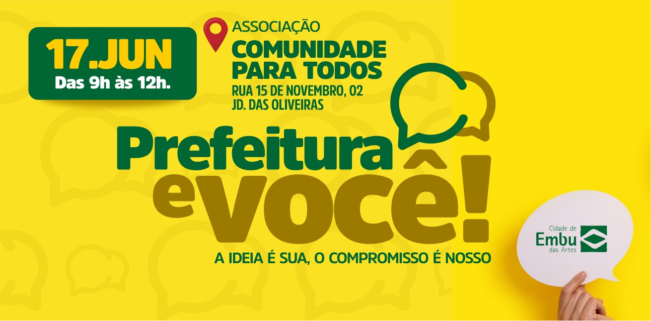 Jd. das Oliveiras e região recebe o Prefeitura e Você no dia 17 de junho